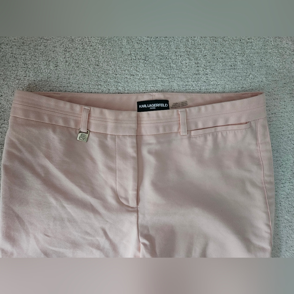 KARL LAGERFELD PARIS Blush Pink Cropped Trousers | SZ 6 - Picture 3 of 11